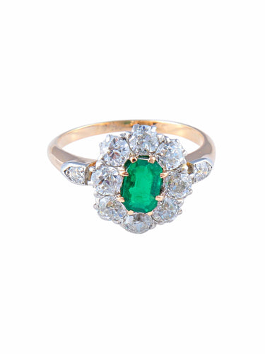 Bague 54 Bague Marguerite Emeraude et diamants 58 Facettes