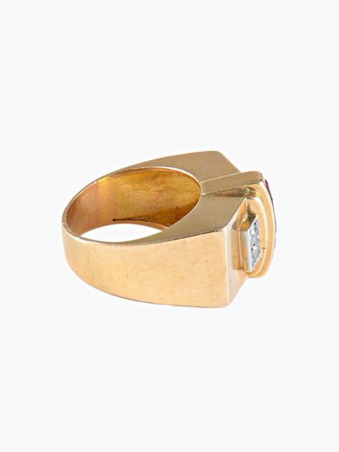 Bague Bague Tank Diamants et pierres rouges 58 Facettes