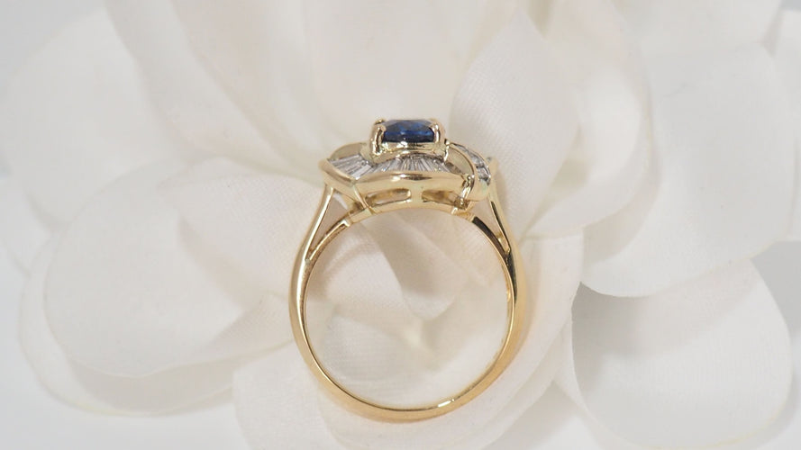 Bague 54 Bague Jupe Or Jaune Saphir Ovale Diamants 58 Facettes 31736