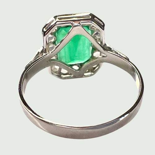 Bague 55.5 BAGUE ART DÉCO 1930-1935 en OR avec DIAMANTS et ÉMERAUDE 58 Facettes Q989A