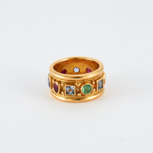 Bague Bague anneau Rubis Saphirs Emeraudes signé Percossi Papi 58 Facettes 00010