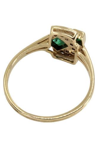 Bague BAGUE ÉMERAUDES TAILLE PRINCESSE ET DIAMANTS 58 Facettes 042781