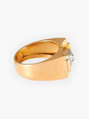 Bague Bague Tank Or Rose, Platine Et Diamant Taille Ancienne 58 Facettes HS20881