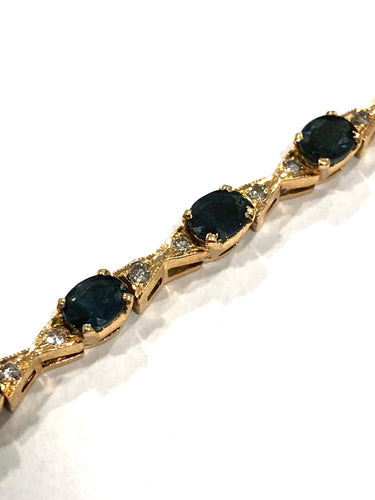 Bracelet Bracelet rivière or jaune saphirs et diamants 58 Facettes