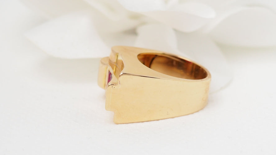 Bague 51 Bague Tank Or Rubis 58 Facettes 31703