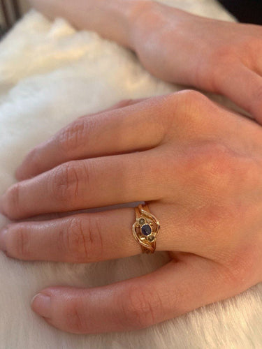 Bague 47.5 Bague Art Nouveau Or Rose Saphir Perles 58 Facettes