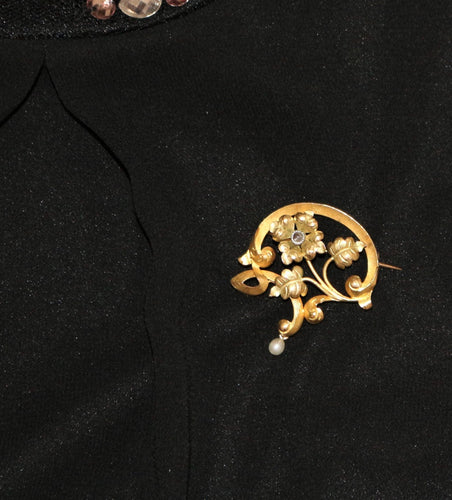 Broche Broche Art Nouveau florale or jaune 58 Facettes 449