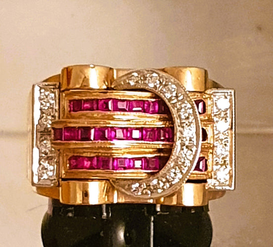Bague 57.5 Bague 2 Ors Diamants Rubis 58 Facettes R 1306  Maee