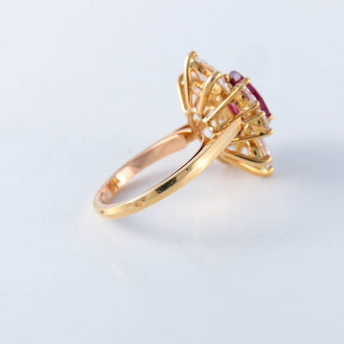 Bague 55 Bague Marguerite Rubis Diamants 58 Facettes