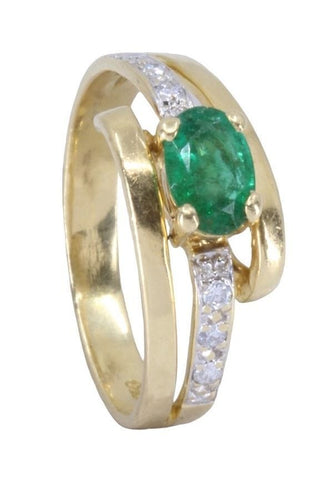 Bague 48 BAGUE MODERNE ÉMERAUDE ET DIAMANTS 58 Facettes 065671