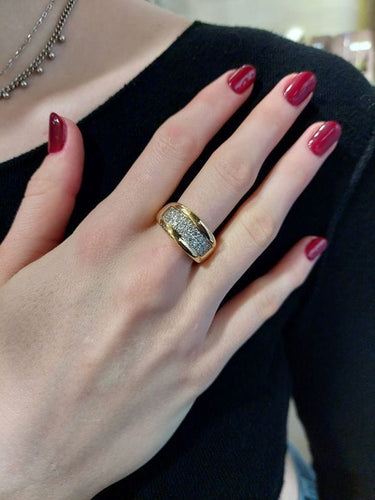 Bague 56 Bague Or jaune pavage Diamants 58 Facettes 077581