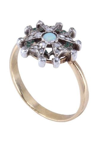 Bague 58 Bague ancienne opale et diamants 58 Facettes 082431