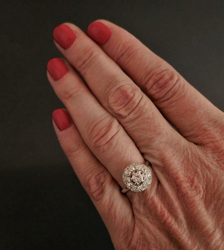 Bague 55 Bague Art Déco Diamants, Platine. 58 Facettes