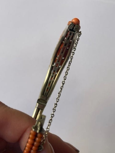 Bracelet Bracelet jonc cabochons de corail, Napoléon III 58 Facettes