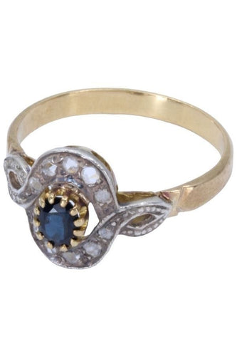 Bague 65 Bague Margueritte Art Nouveau, saphir et diamants 58 Facettes 061951