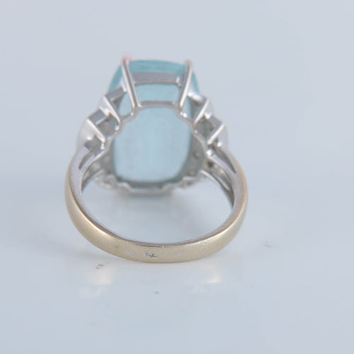 Bague 54 Bague or blanc aigue-marine 58 Facettes