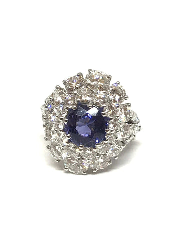 Bague Bague Or blanc Diamants Tanzanite 58 Facettes