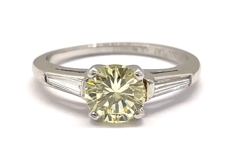 Bague 52 Bague Platine Diamant Fancy Yellow 1.05 carat 58 Facettes