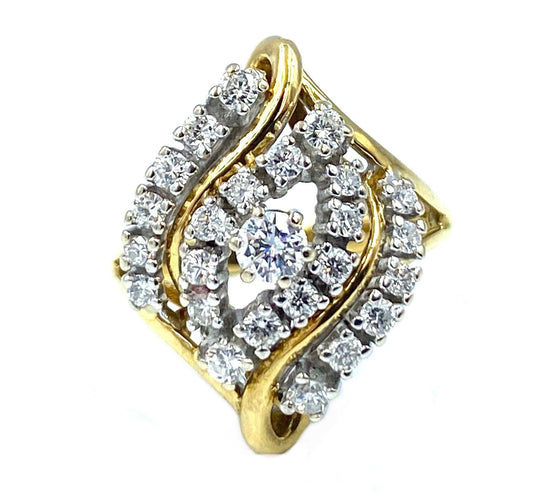 Bague Bague Vintage Or Jaune & Diamants 58 Facettes
