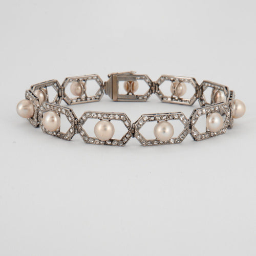Bracelet Bracelet Art Déco Diamants Perles 58 Facettes