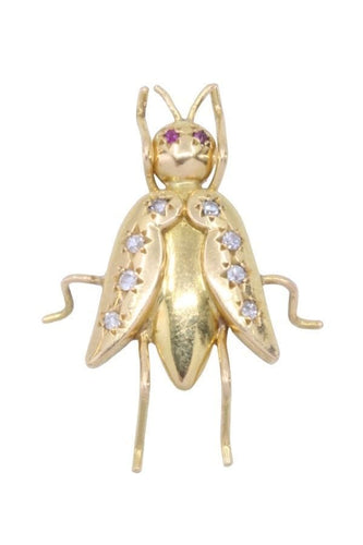 Broche BROCHE ANCIENNE INSECTE RUBIS ET DIAMANTS 58 Facettes 069521