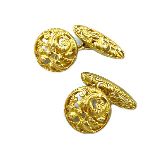 Boutons de manchette Boutons de manchette Art Nouveau or jaune 58 Facettes