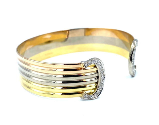 Bracelet CARTIER. Collection Double C, bracelet 3 ors et diamants 58 Facettes