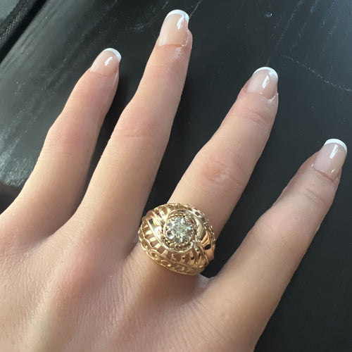 Bague Bague Vintage en Or Jaune, Diamant 58 Facettes LOT 3024