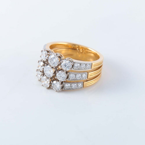 Bague 53 Bague trois rangs or jaune diamants 58 Facettes