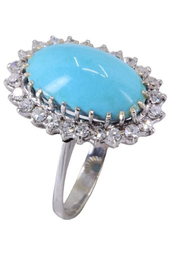 Bague 53 MARQUISE TURQUOISE ET DIAMANTS 58 Facettes 076861