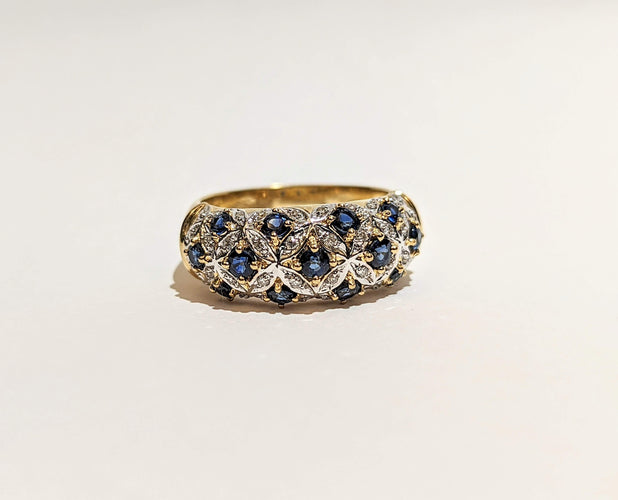 Bague Bague jonc saphirs diamants 58 Facettes