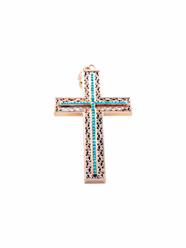Pendentif Pendentif Croix Turquoises 58 Facettes