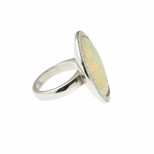 Bague Bague Opale 10 Carats Diamants Or Gris 58 Facettes B195