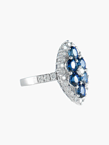 Bague 52 Bague Marquise Saphirs Diamants 58 Facettes