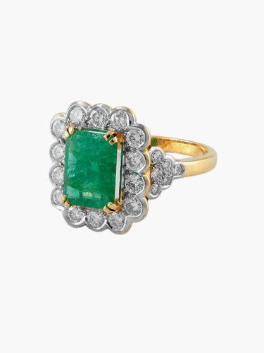 Bague 54 Bague Marguerite Emeraude et diamants 58 Facettes C1675