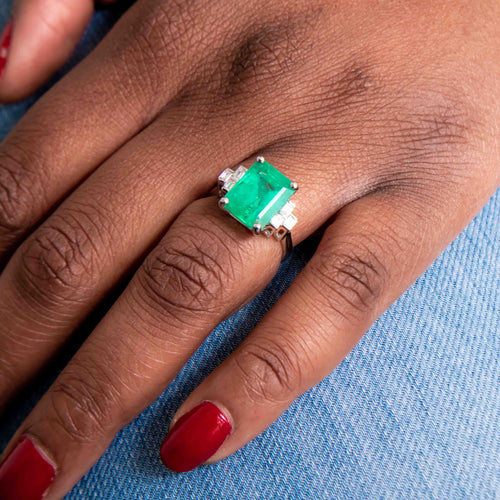 Bague 53 Bague Emeraude Diamants 58 Facettes ALGU01