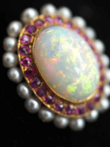 Broche Broche opale rubis perles or jaune 58 Facettes