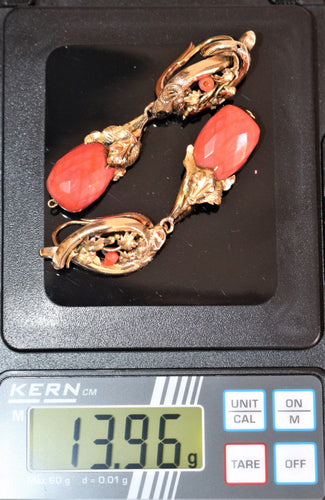Boucles d'oreilles Pendants d'oreilles or et corail Napoléon III 58 Facettes 474