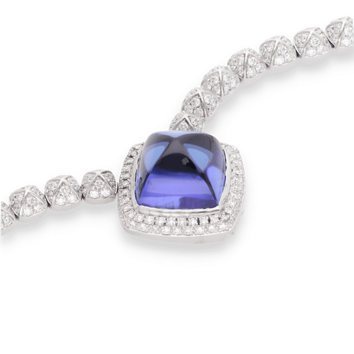Collier Collier FRED "Pain de sucre" or gris, tanzanite & diamants 58 Facettes