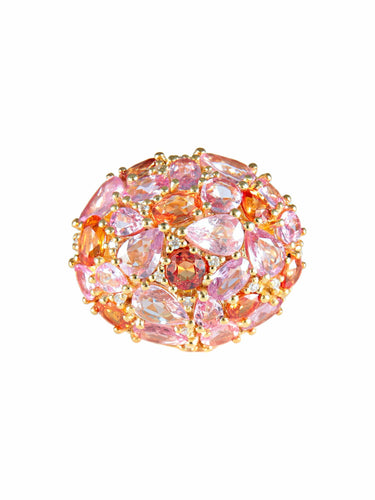 Bague 52 Bague Boule Saphirs roses, Citrines miel et Diamants 58 Facettes
