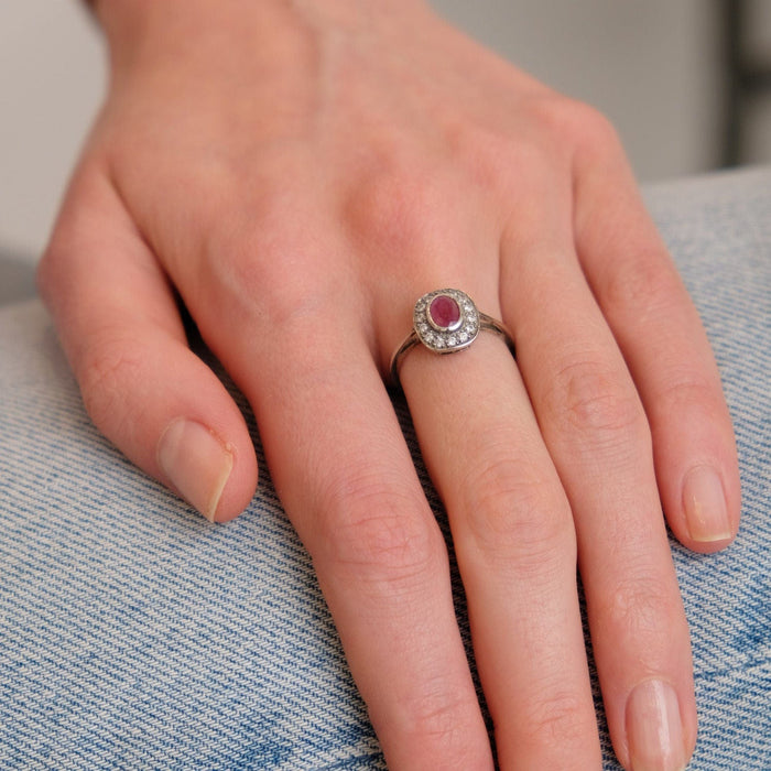 Bague 50 Bague Pompadour Argent & Rubis 58 Facettes