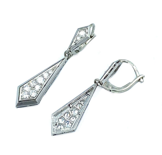 Boucles d'oreilles Boucles d’oreilles Art Déco platine et diamants 58 Facettes