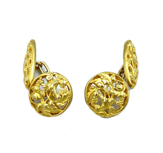 Boutons de manchette Boutons de manchette Art Nouveau or jaune 58 Facettes