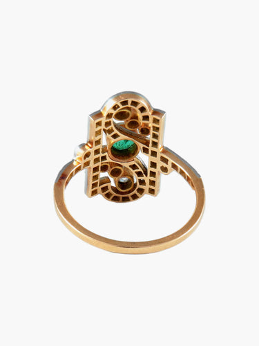 Bague Bague Belle Époque émeraude diamants 58 Facettes 1481