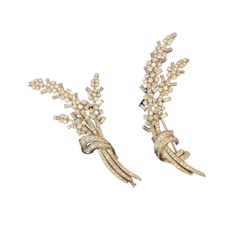 Broche Broche simple ou double, platine, or et diamants 58 Facettes