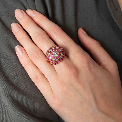 Bague 51 Bague boule or rose et pierres 58 Facettes