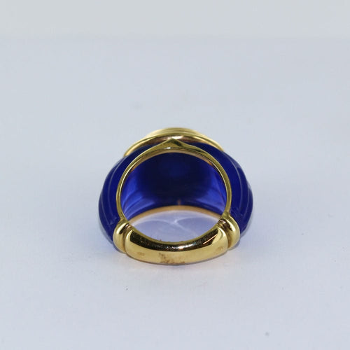 Bague Bague Or jaune Résine Pierre bleue 58 Facettes