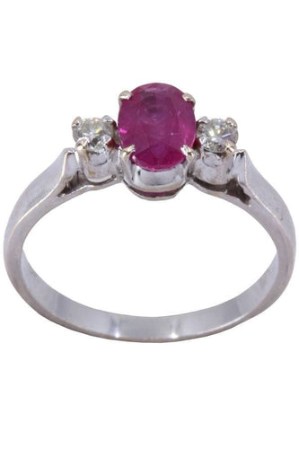 Bague 55 Bague Or blanc Rubis Diamants 58 Facettes 076901