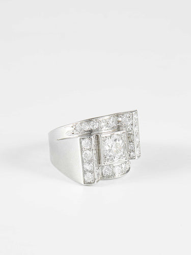 Bague 54.5 Bague Art Déco Platine Diamants 58 Facettes