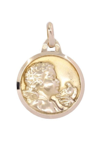 Pendentif MÉDAILLE ANCIENNE ANGE À LA COLOMBE 58 Facettes 066901